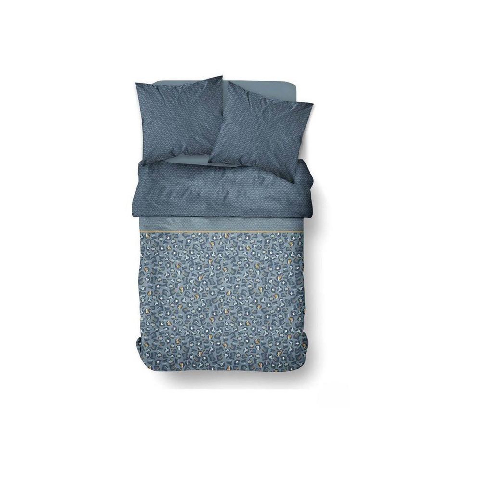 Voir la diapositive 4 : Today Parure housse de couette today sunshine en coton bleu imprimé léopard réversible 240 x 260 cm avec 2 taies 63 x 63 cm