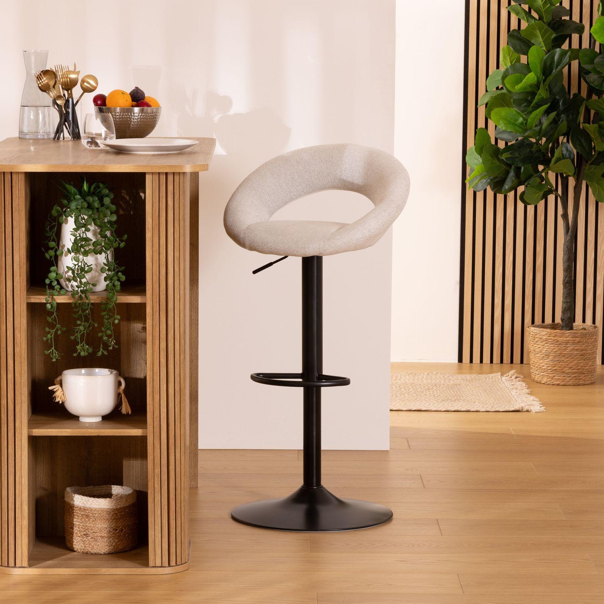 Voir la diapositive 2 : TOILINUX Lot de 2 chaises de bar en tissu SACHA