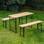Voir la diapositive 4 : OUTSUNNY Table de camping pique-nique pliable portable + 2 bancs pliables métal époxy noir bois massif sapin