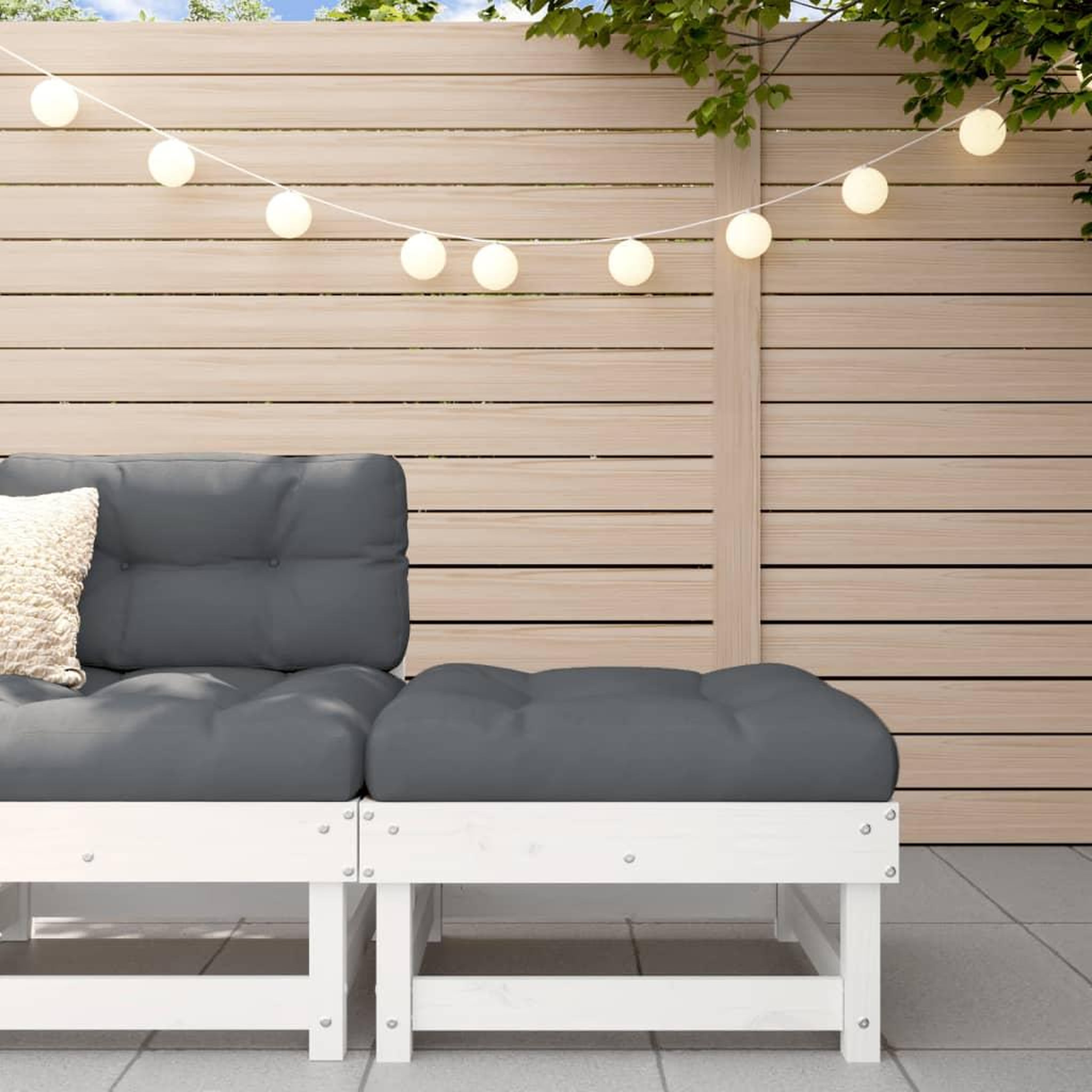 VIDAXL Repose-pied de jardin blanc bois de pin massif