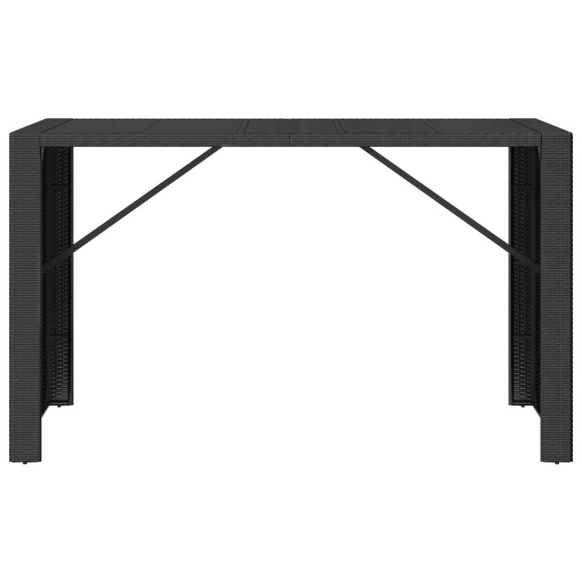 VIDAXL Table de bar et dessus en verre noir 185x80x110 cm poly rotin