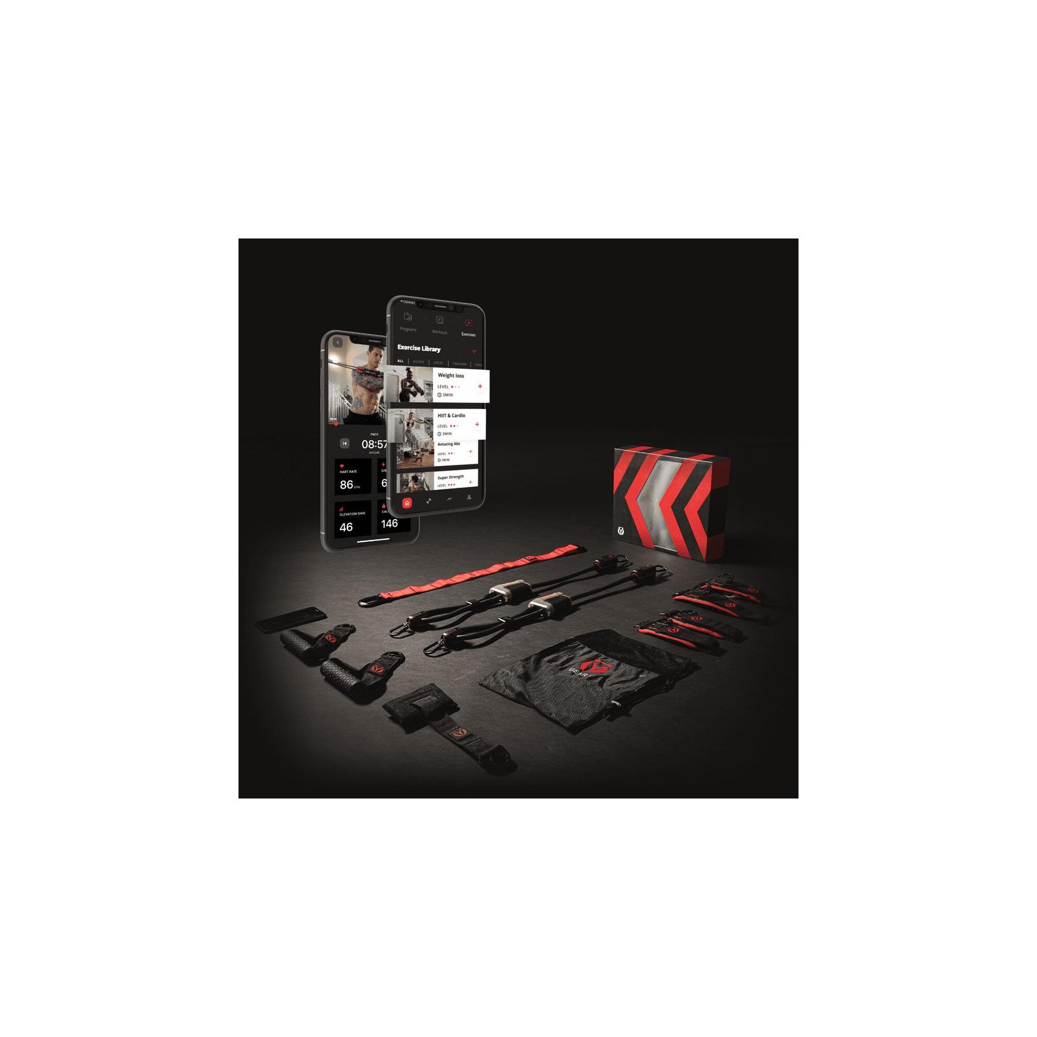 Voir la diapositive 2 : HYGEAR Set de bandes de résistance connectées - hygear 1 - application 200 programmes d'entrainements