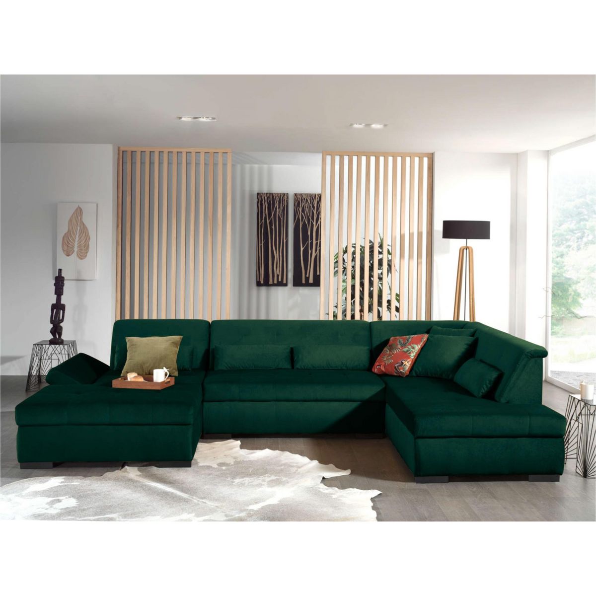 LISA DESIGN Vermont - canapé panoramique d'angle droit - 7 places - xxl - en velours