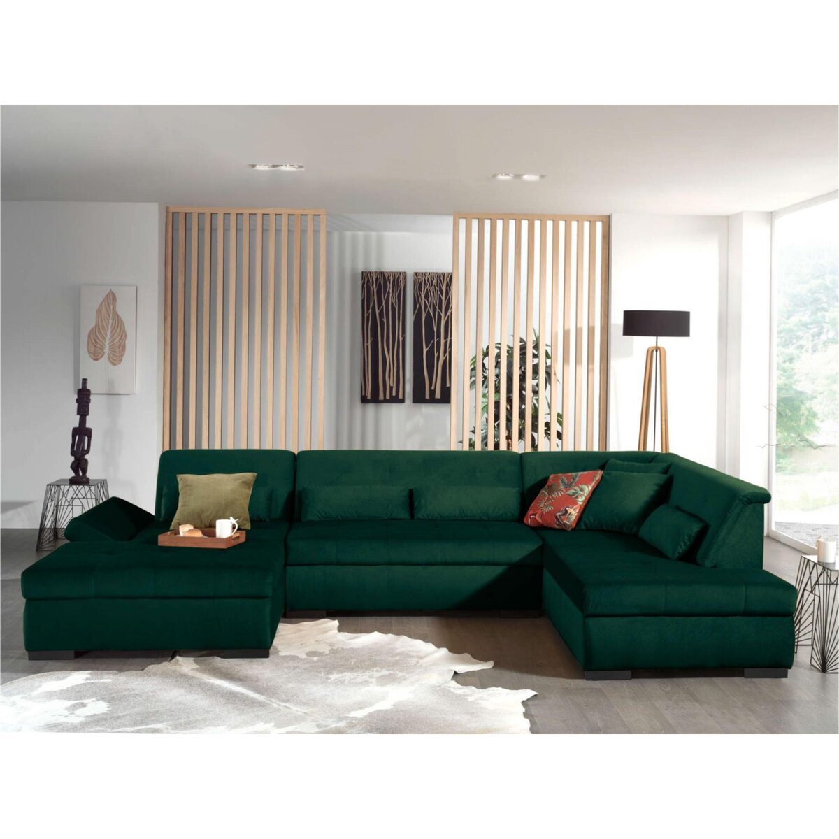 LISA DESIGN Vermont - canapé panoramique d'angle droit - 7 places - xxl - en velours