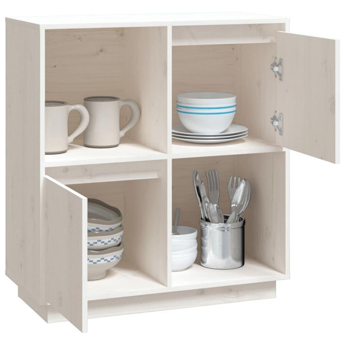 VIDAXL Buffet blanc 74x35x80 cm bois massif de pin