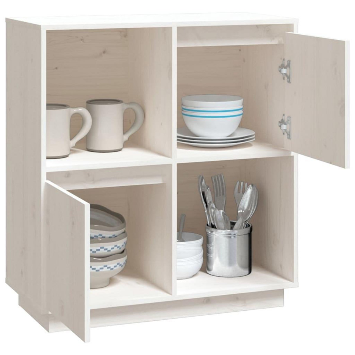 VIDAXL Buffet blanc 74x35x80 cm bois massif de pin