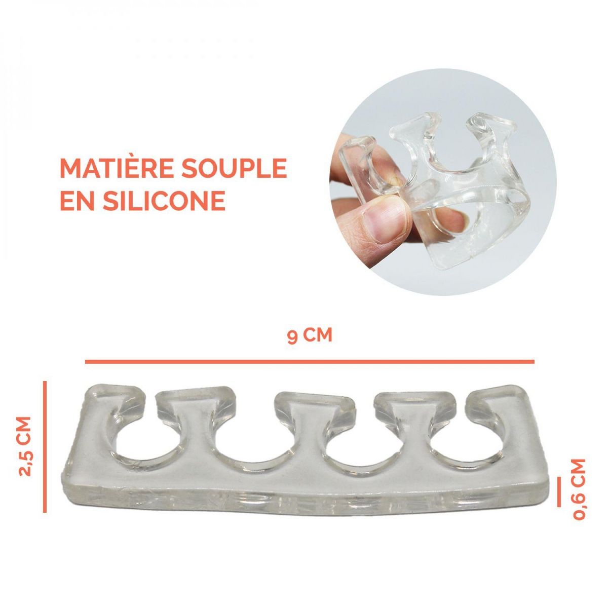 VIVEZEN Lot de 5 paires de séparateurs d'orteils en silicone