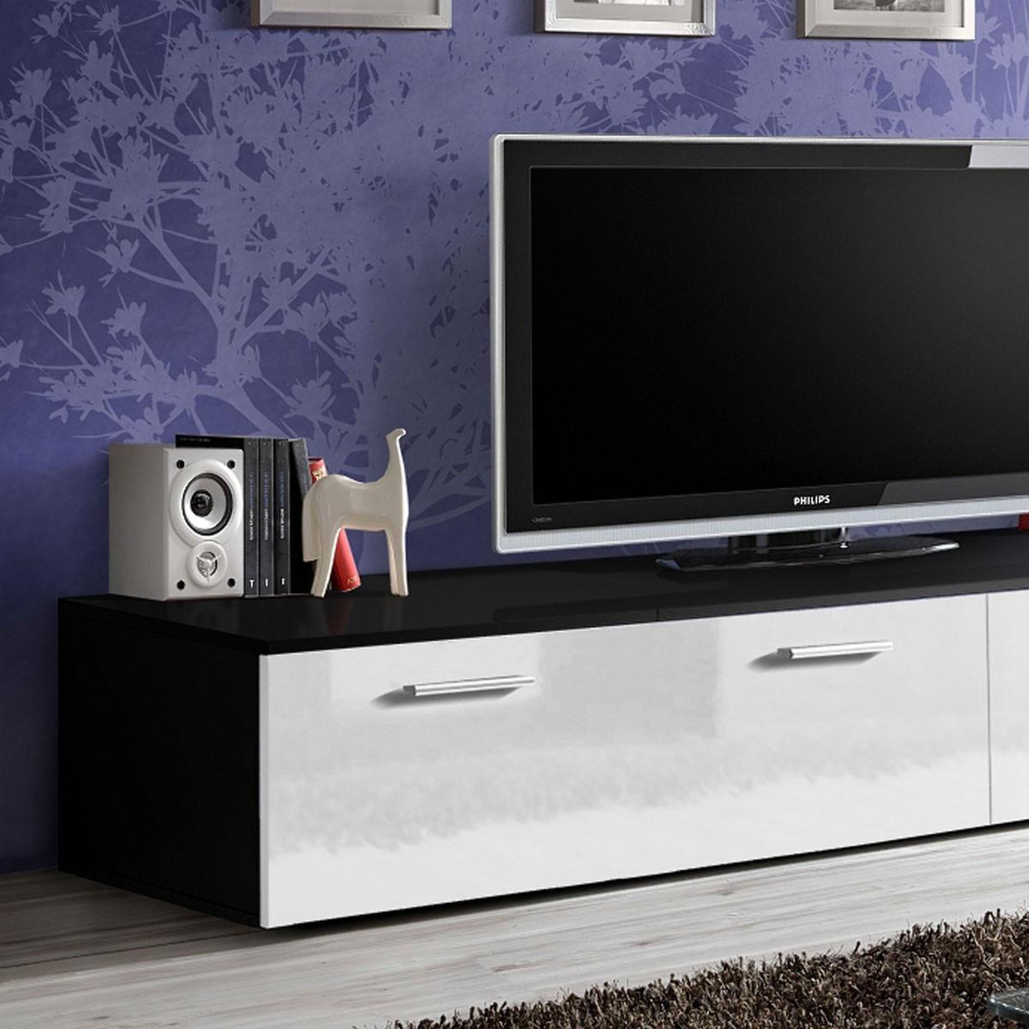 Voir la diapositive 3 : Paris Prix Meuble tv design  duo  200cm blanc & noir