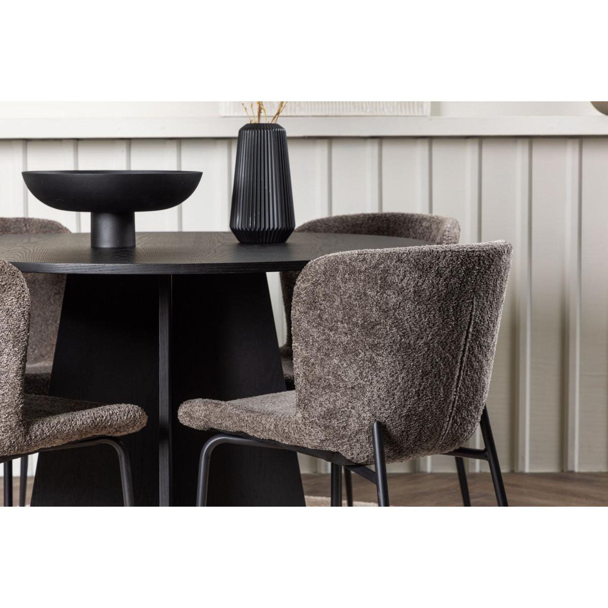Voir la diapositive 4 : Paris Prix Ensemble table à manger & 4 chaises  bootcut & modesto  110cm noir & marron