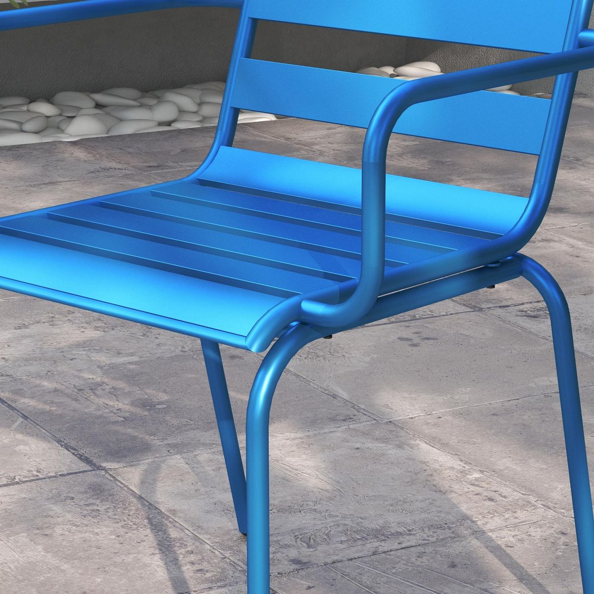 OUTSUNNY Salon de jardin bistro - table basse ronde Ø 60 cm 2 chaises empilables - acier thermolaqué bleu