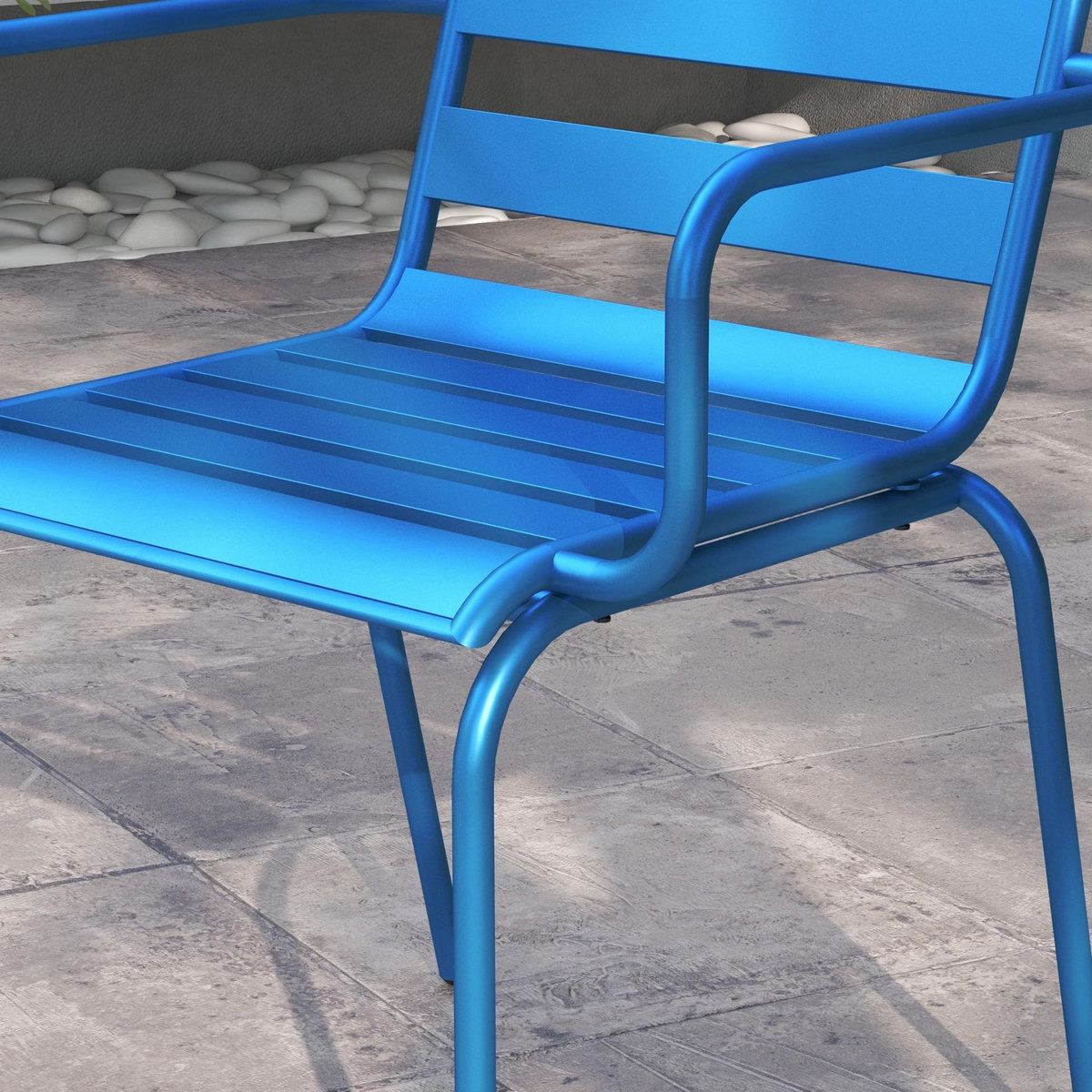 OUTSUNNY Salon de jardin bistro - table basse ronde Ø 60 cm 2 chaises empilables - acier thermolaqué bleu