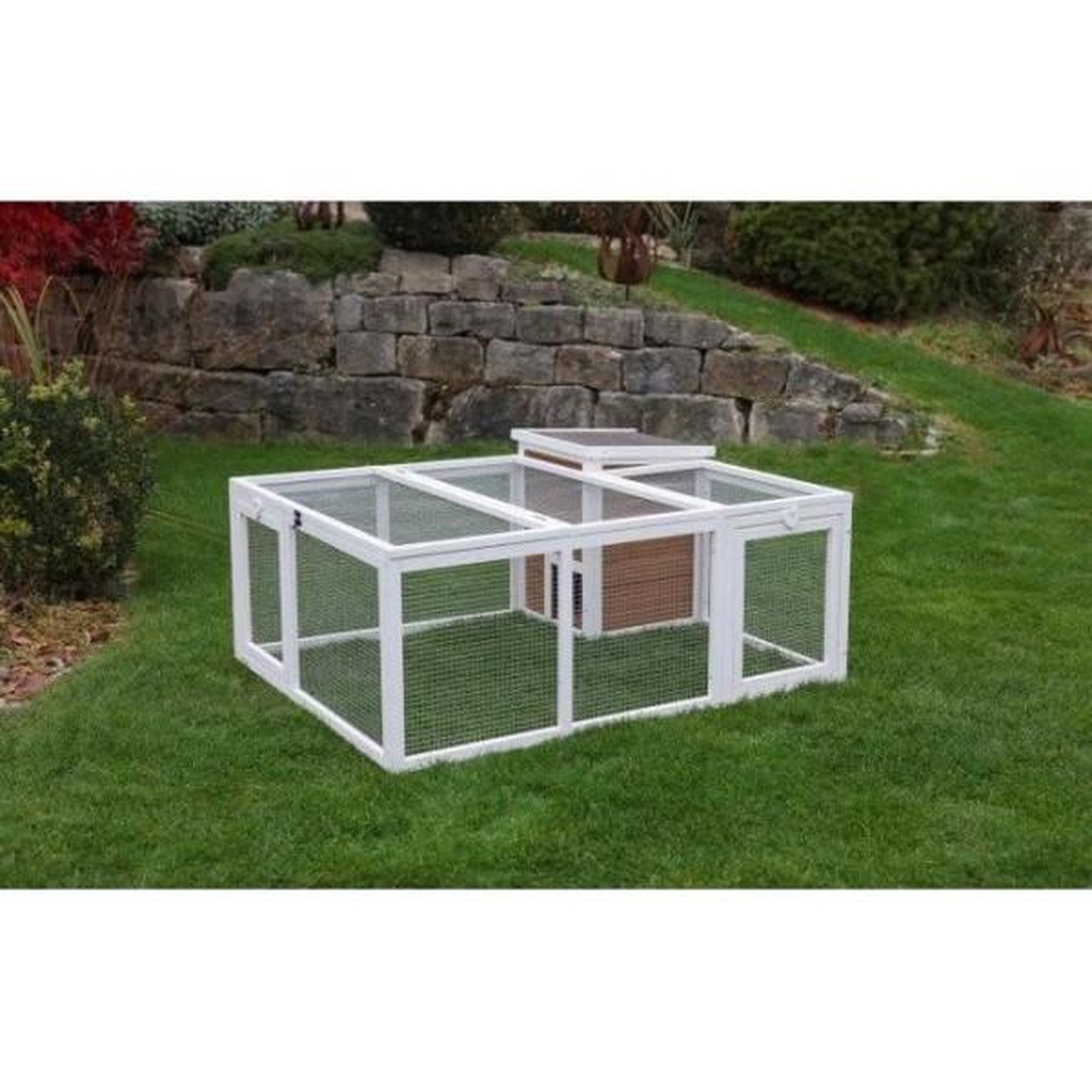 Voir la diapositive 4 : KERBL KERBL - Enclos d'extérieur petits animaux - 132 x 102 x 59 cm - Maison intégrée - Grillage