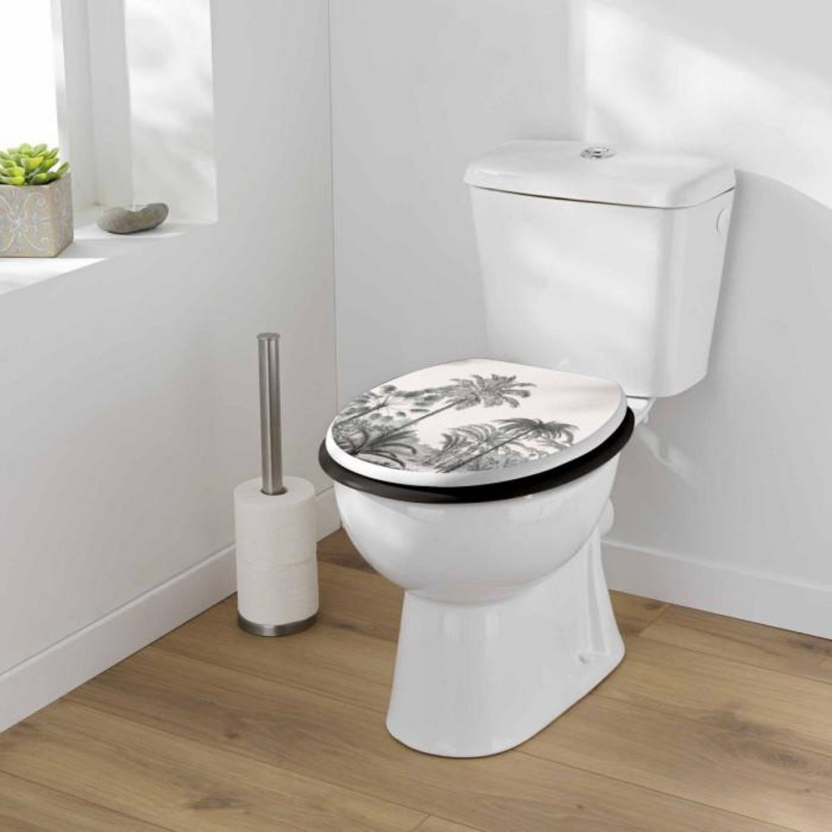 Paris Prix Abattant WC Imprimé Palmier  Cocoty  45cm Noir