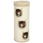 PAWHUT Tour à griffer pour chat - arbre à chat - 3 niches, 3 jouets, panier haut - sisal peluche beige