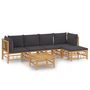 Voir la diapositive 2 : VIDAXL Salon de jardin 6 pcs avec coussins gris fonce bambou