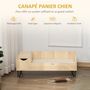 Voir la diapositive 4 : PAWHUT Canapé chien chat style cosy naturel - coussin aspect fourrure blanc et coffre inclus - dim. 89L x 56l x 31H cm - pieds acier en épingles lit MDF aspect bois clair naturel