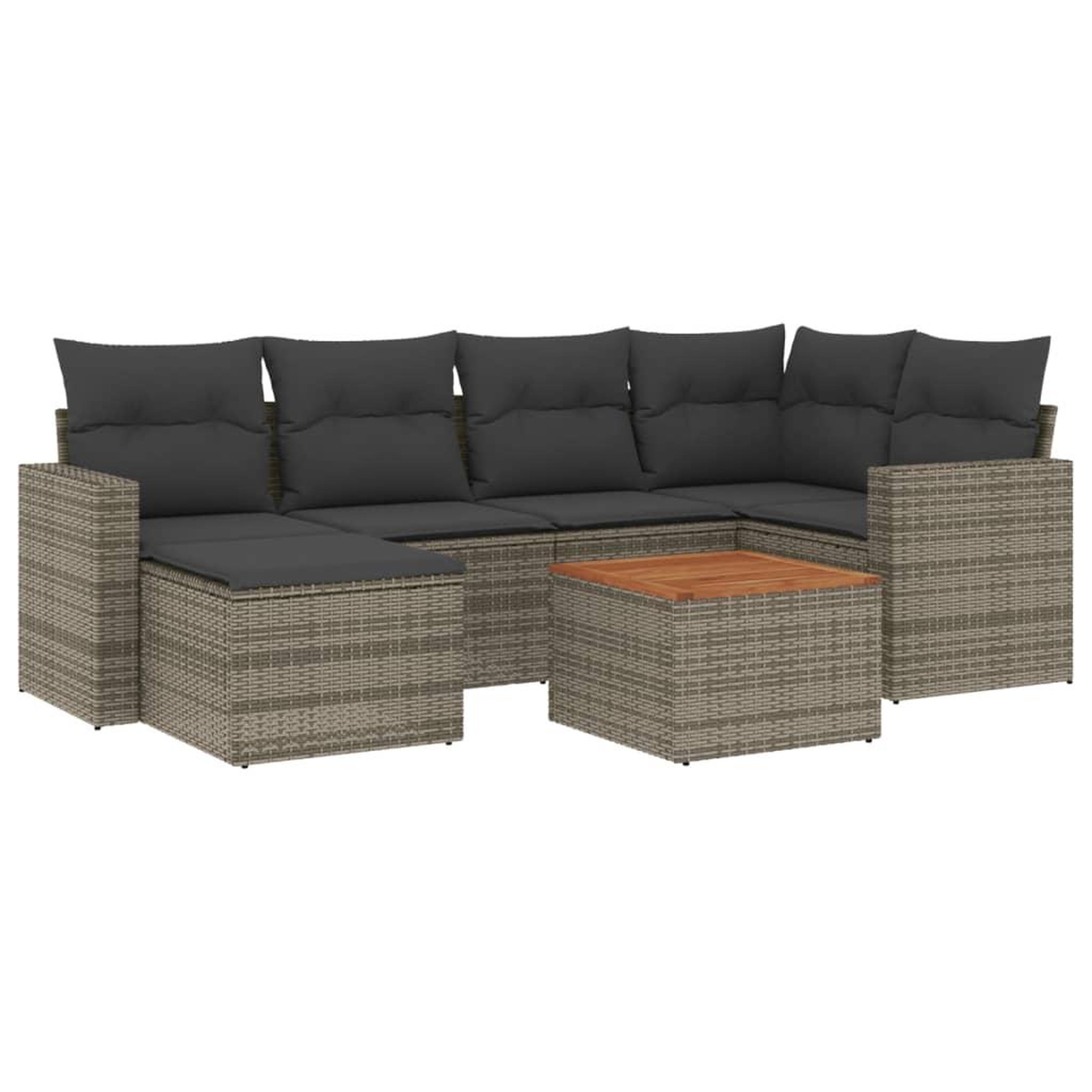 Voir la diapositive 2 : VIDAXL Salon de jardin avec coussins 7 pcs gris resine tressee