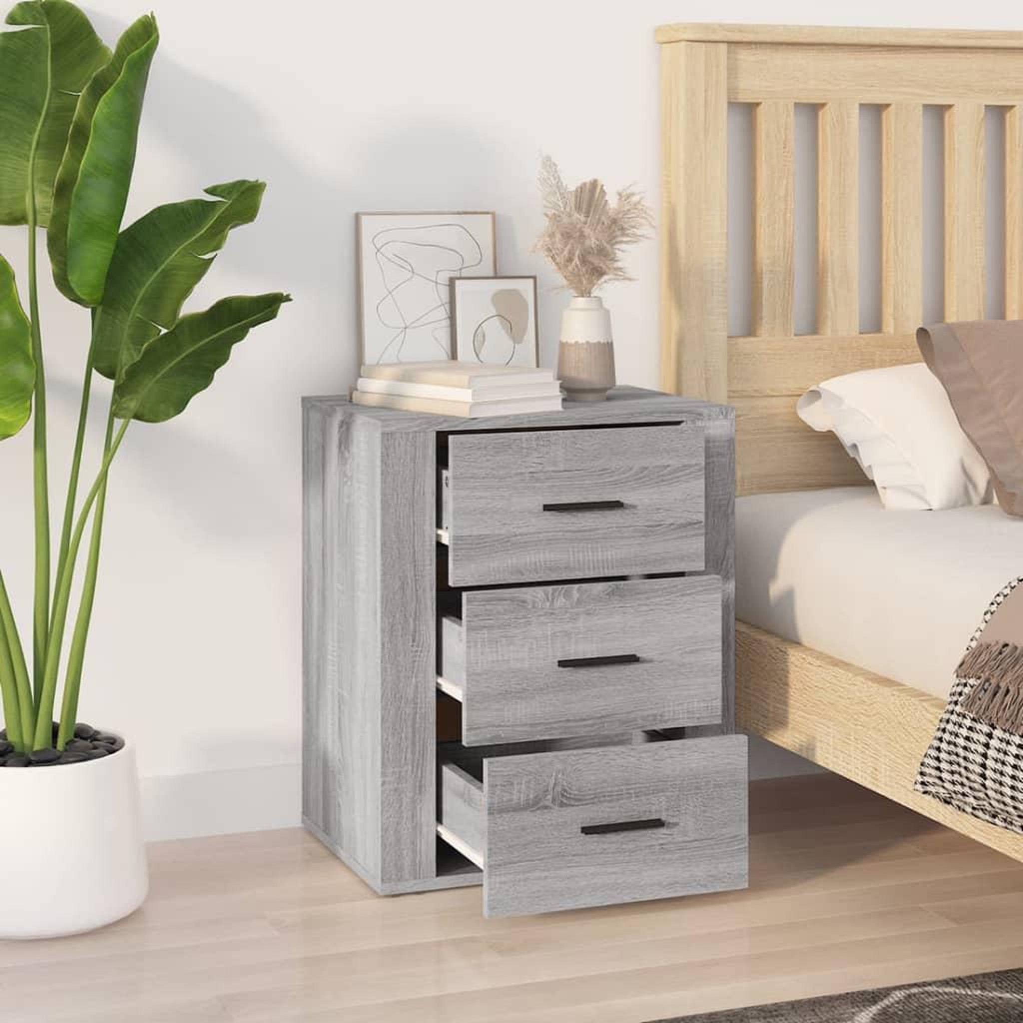 Voir la diapositive 3 : VIDAXL Table de chevet Sonoma gris 50x36x60 cm Bois d'ingenierie