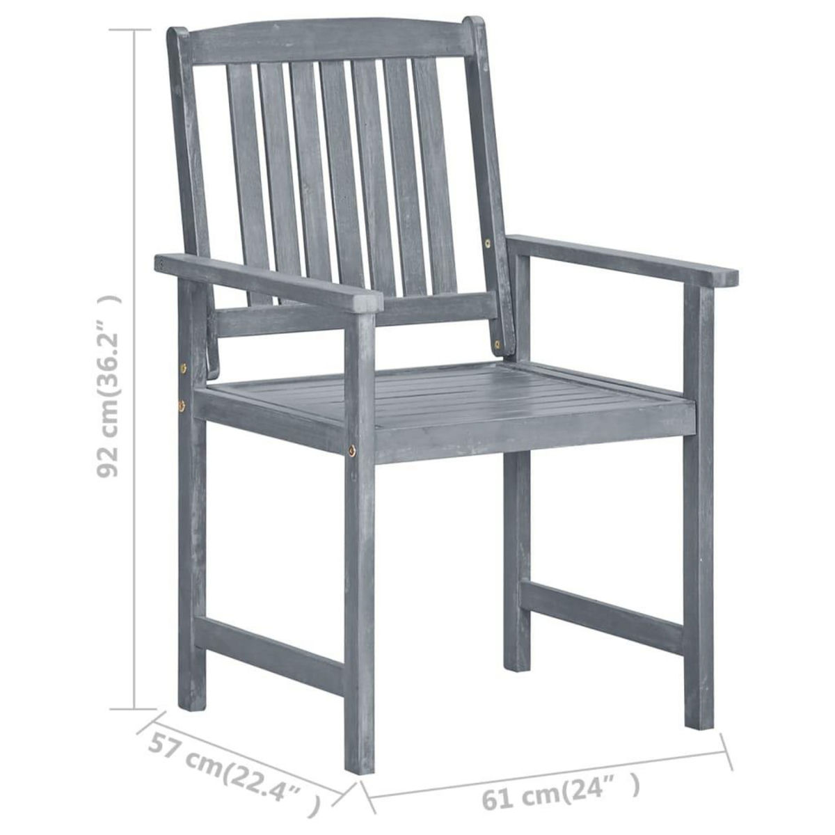 VIDAXL Chaises de jardin et coussins lot de 4 Gris Bois acacia massif