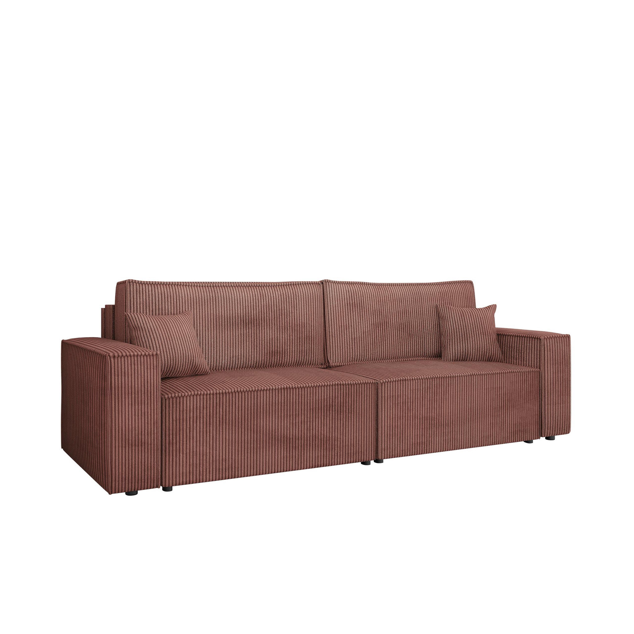 Voir la diapositive 2 : BEST MOBILIER Cezanne - canapé droit 3 places convertible avec coffre en velours côtelé