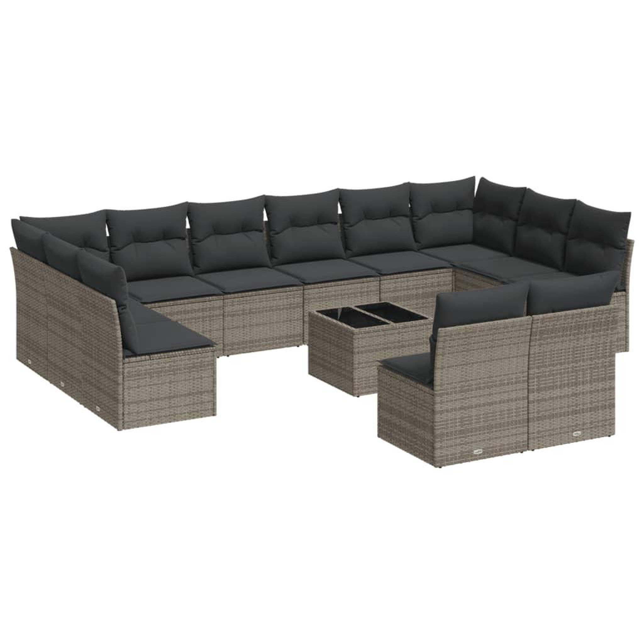 Voir la diapositive 2 : VIDAXL Salon de jardin avec coussins 13 pcs gris resine tressee