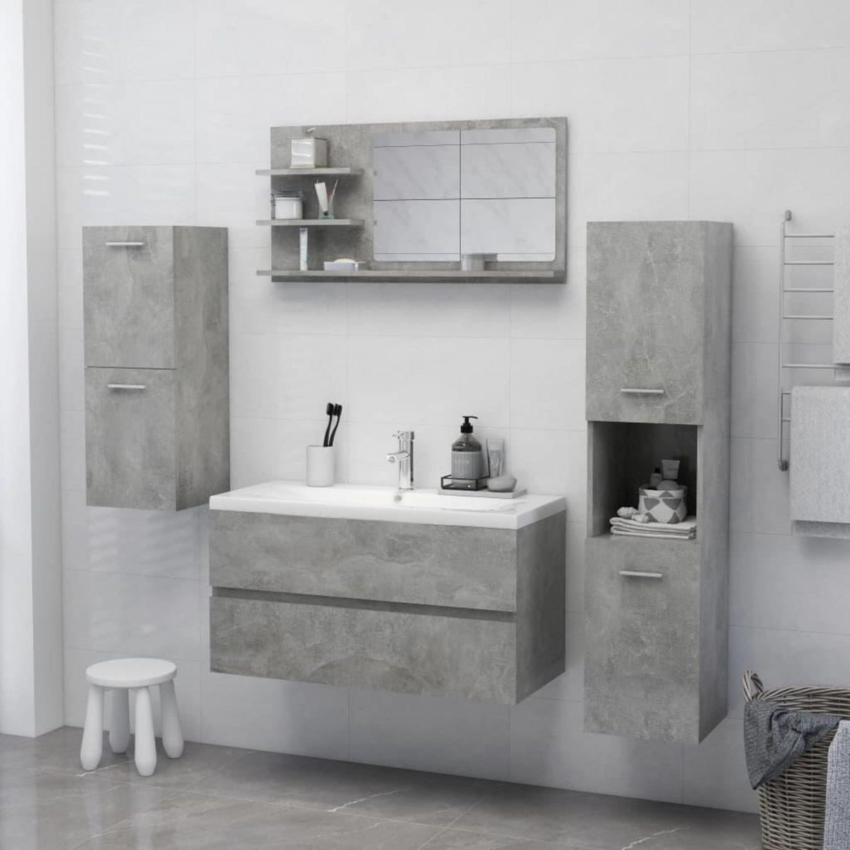 VIDAXL Miroir de salle de bain gris beton bois d'ingenierie