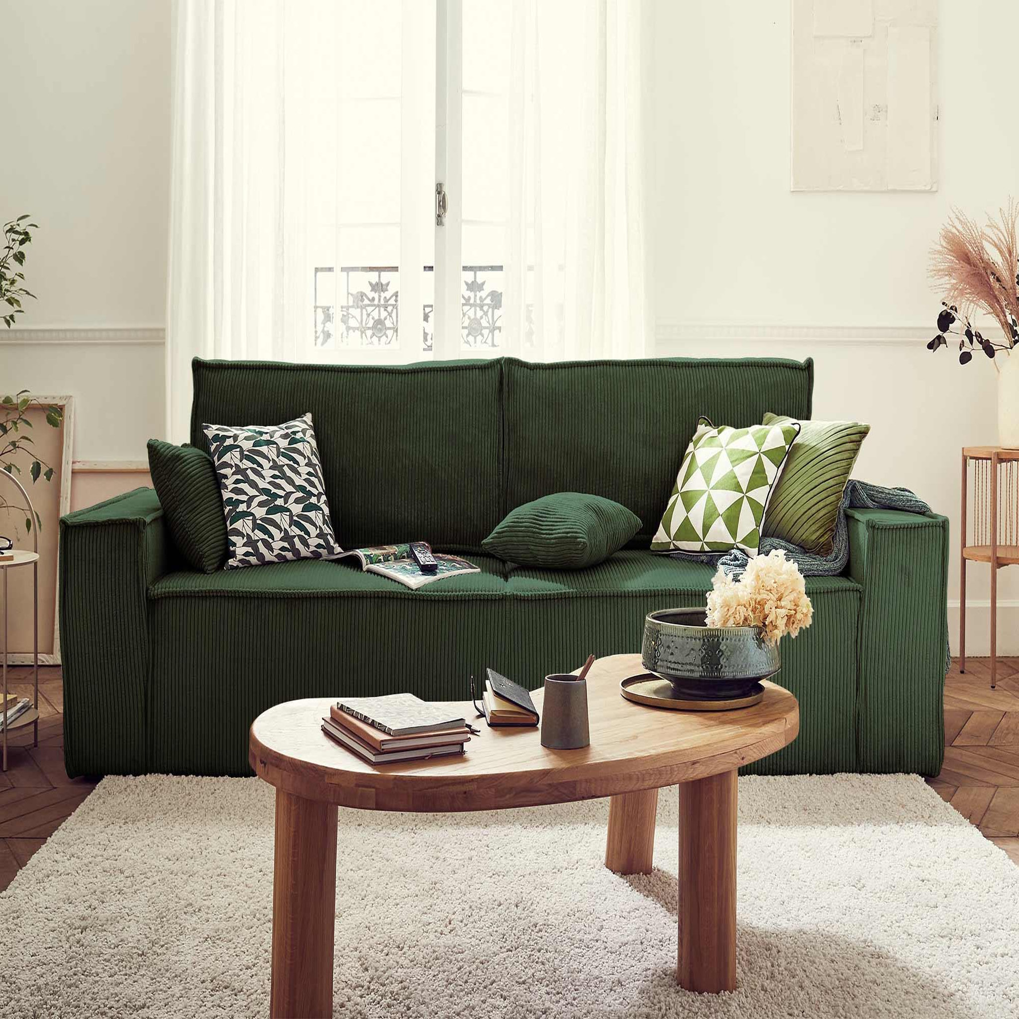 Voir la diapositive 4 : BEST MOBILIER Dellia - canapé 3 places convertible - avec coffre - en velours côtelé - style contemporain