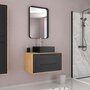 Aurlane Pack meuble de salle de bain caisson 2 tiroirs + vasque carrée + Miroir - UBY 80cm