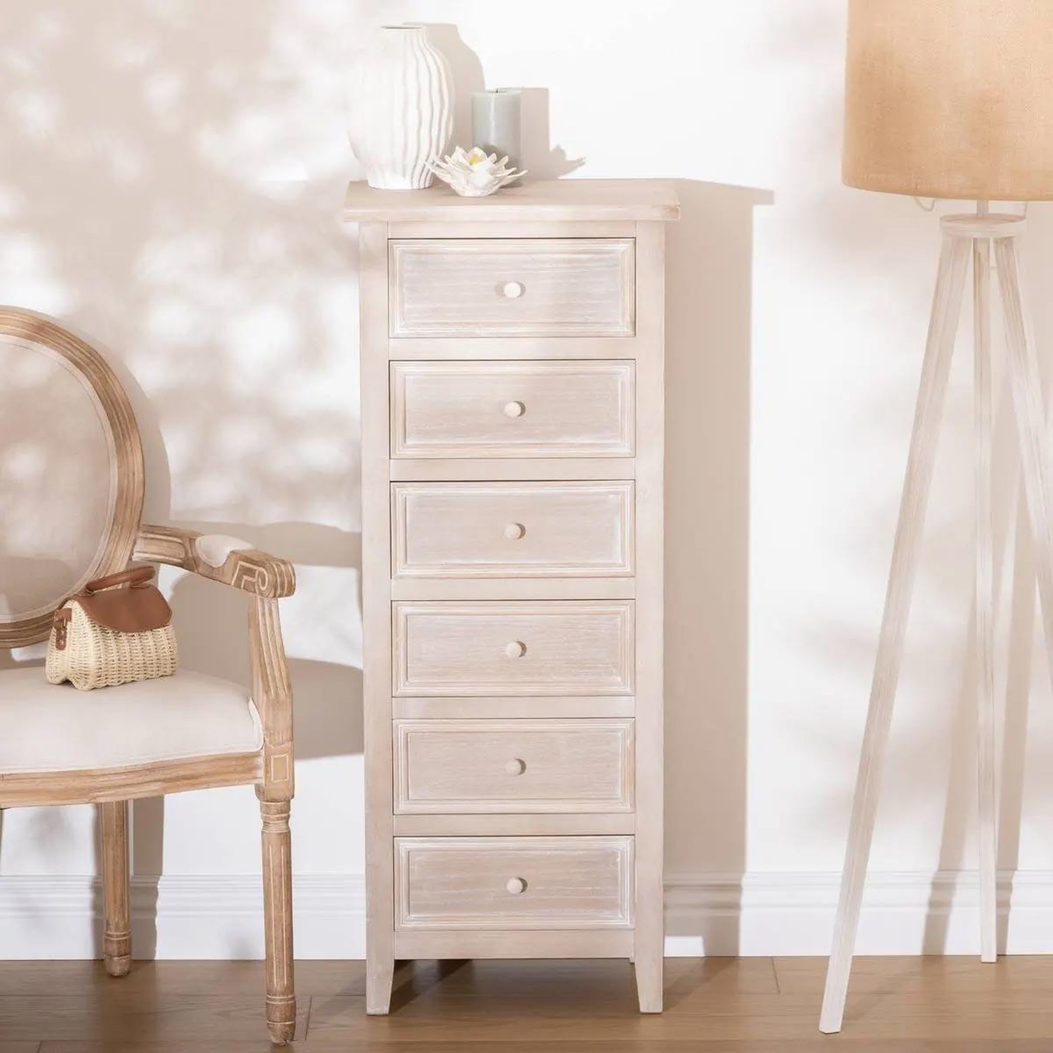 Voir la diapositive 4 : ATMOSPHERA Chiffonnier 6 tiroirs  charme  113cm naturel