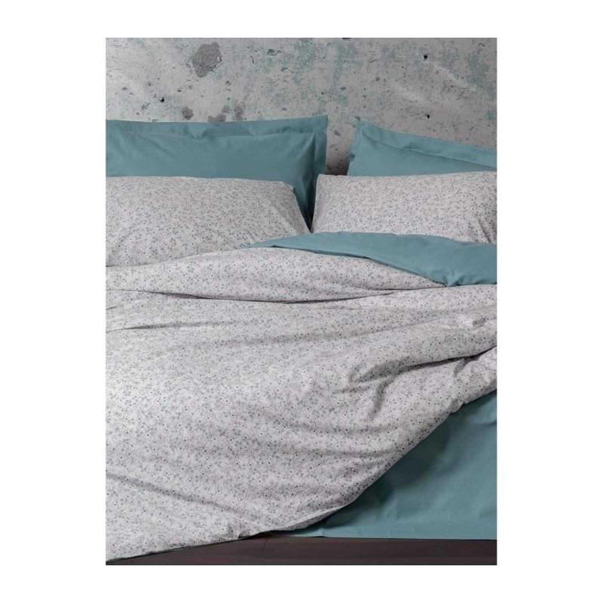 Voir la diapositive 4 : GENERIQUE Parure de lit - 129CTN94493 - 1 housse de couette 220 x 240 cm + 2 taies d'oreiller 60 x 60 cm - 100% coton ranforcé - Menthe
