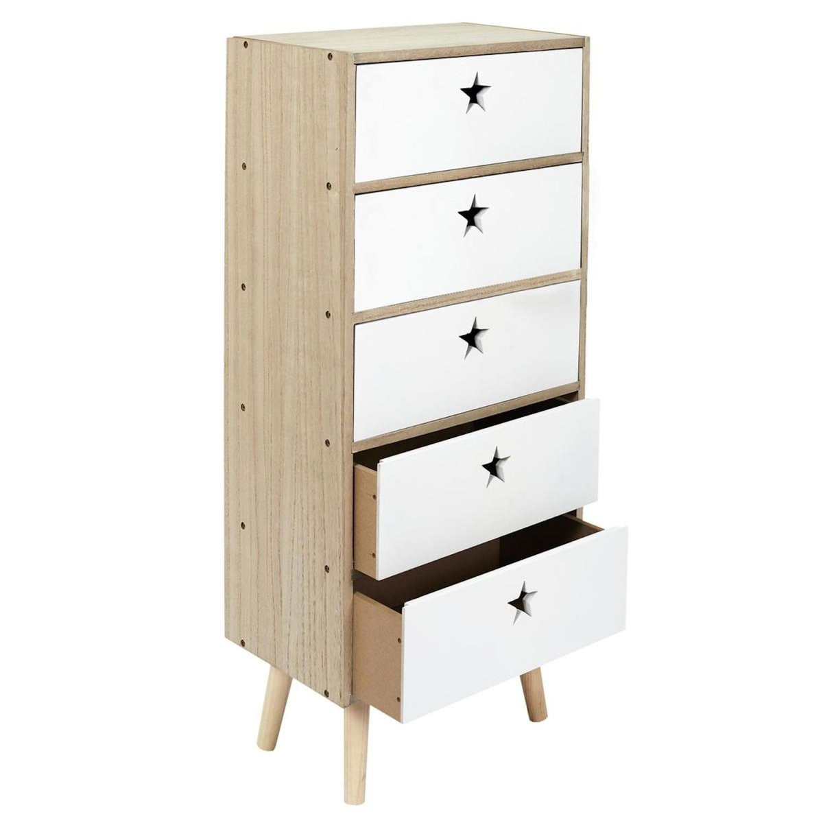 Paris Prix Chiffonnier Enfant  Like a Star  91cm Blanc & Beige