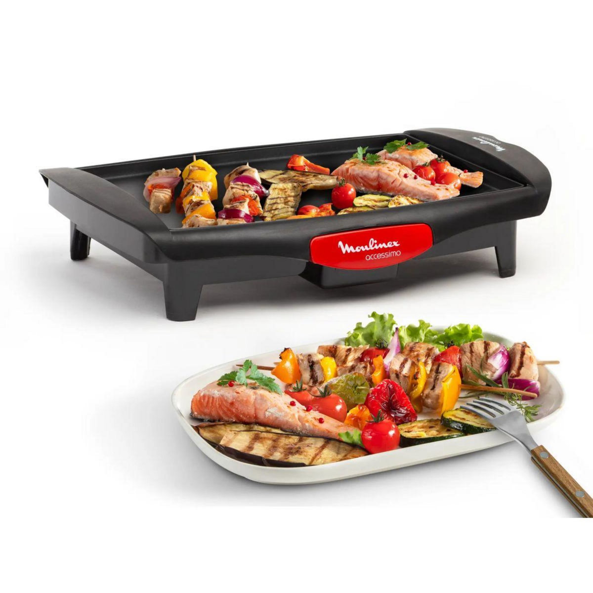 MOULINEX Plancha électrique CB560811 noir à poser, 35x25.5 cm