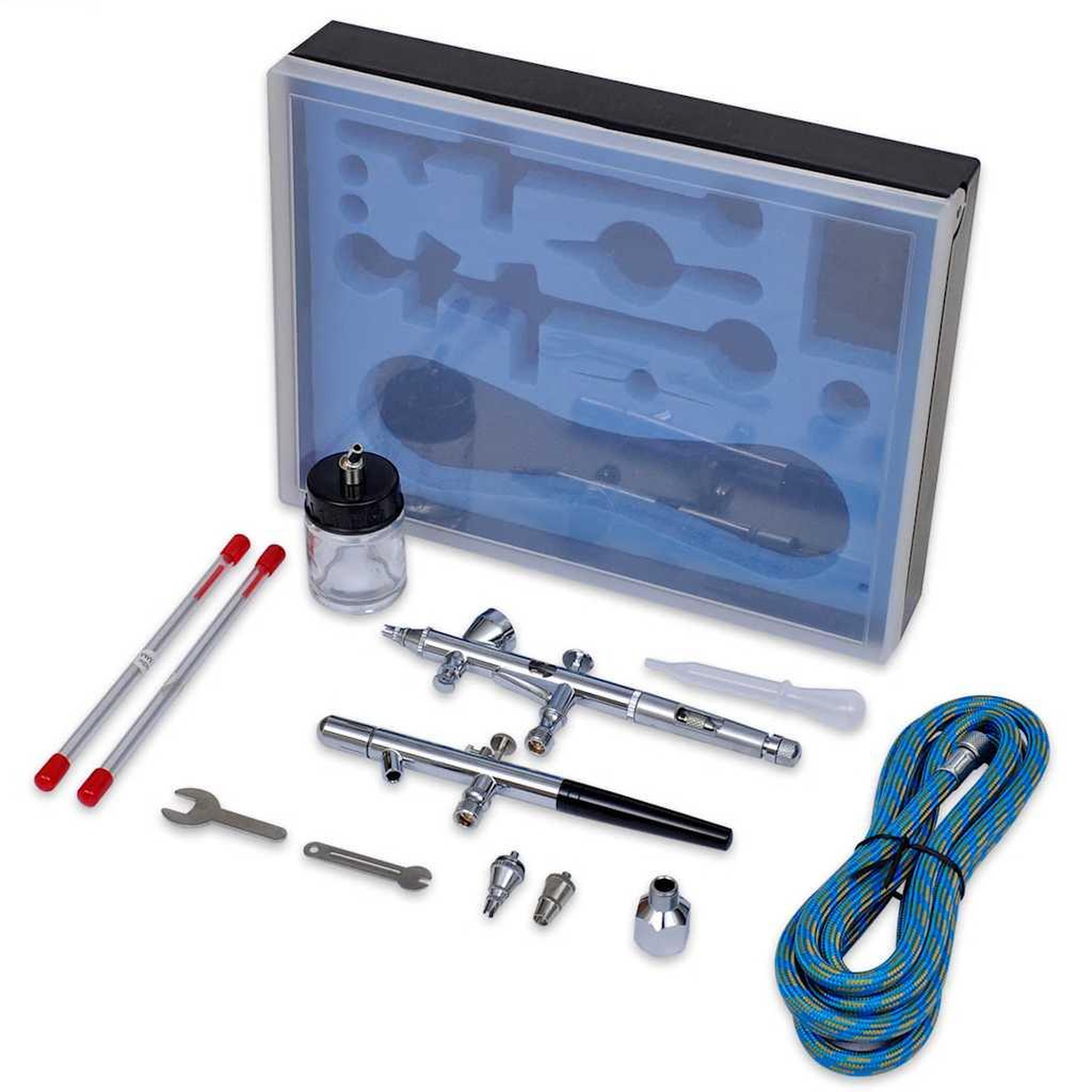 Voir la diapositive 4 : VIDAXL Ensemble d'aerographe avec 2 pistolets de pulverisation