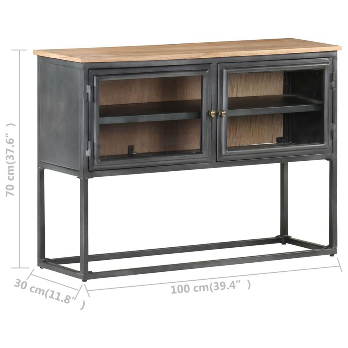 VIDAXL Buffet Gris 100x30x70 cm Bois d'acacia massif