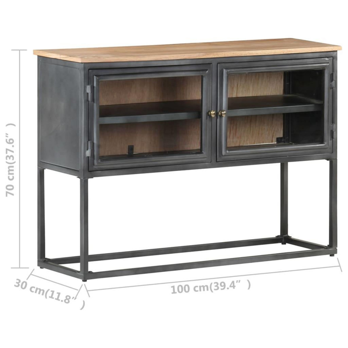 VIDAXL Buffet Gris 100x30x70 cm Bois d'acacia massif