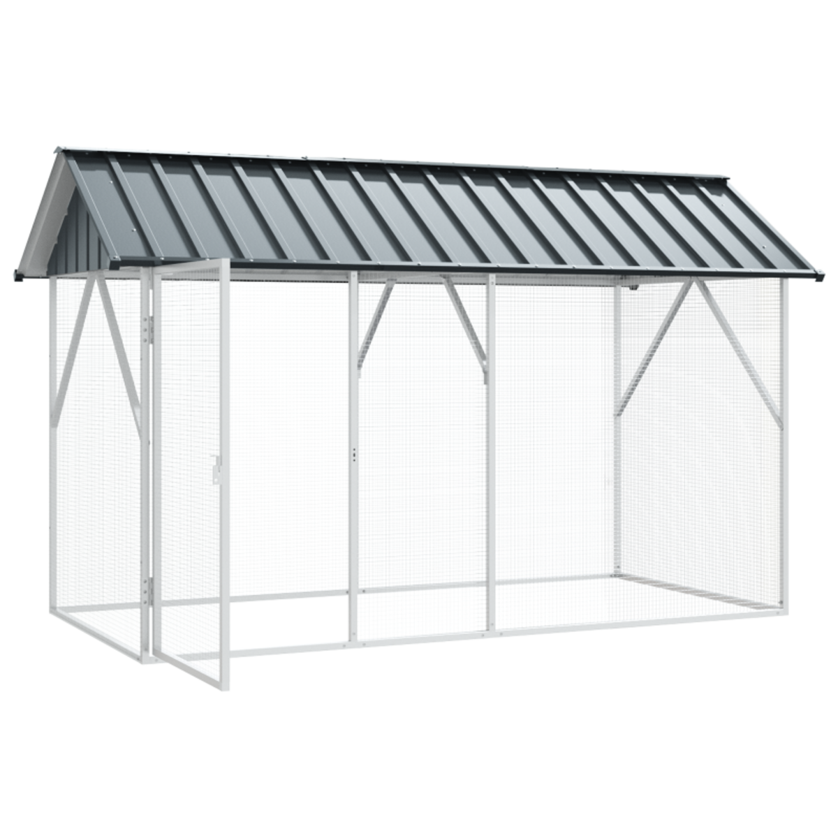VIDAXL Aviary pour oiseaux Anthracite 112x227x141 cm Acier