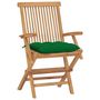 Voir la diapositive 2 : VIDAXL Chaises de jardin et coussins vert lot de 4 Bois de teck massif