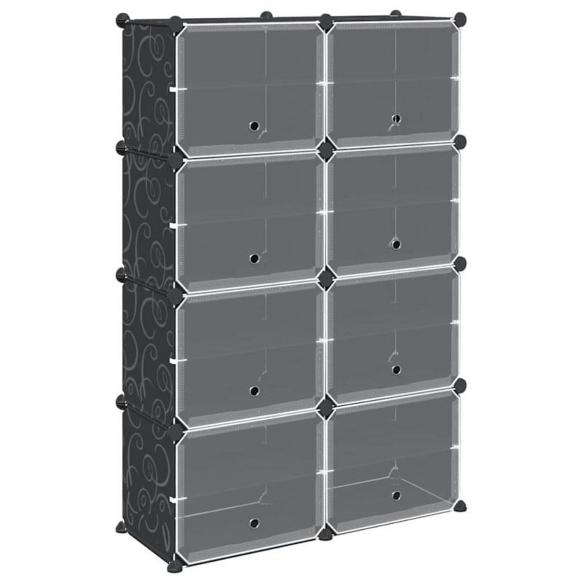 VIDAXL Cubes de rangement 8 pcs avec portes noir PP