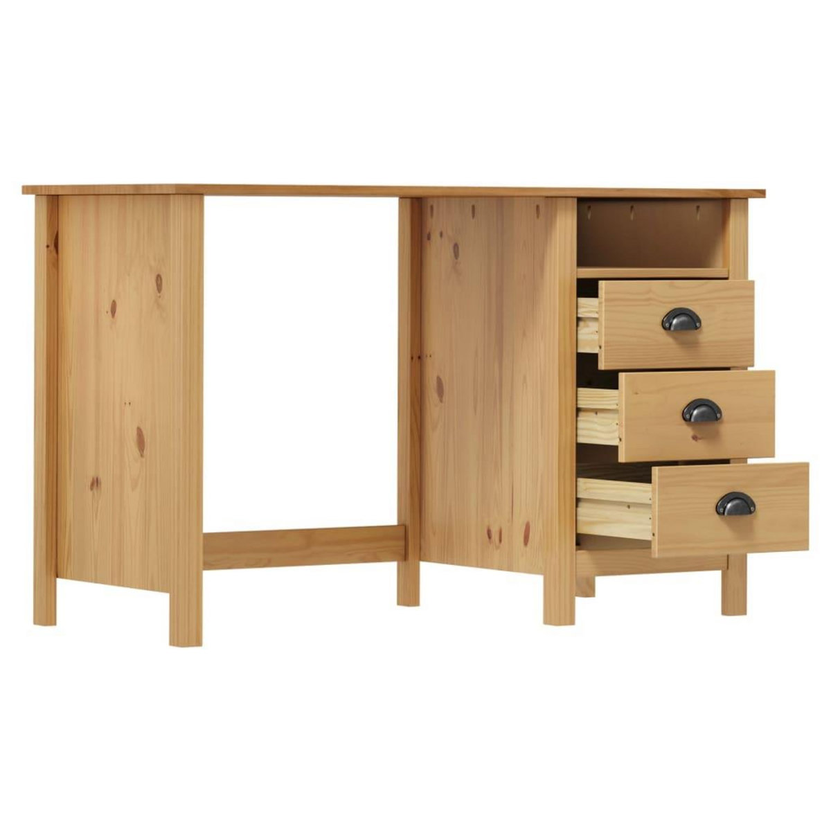 VIDAXL Bureau Hill avec 3 tiroirs 120x50x74 cm Pin solide