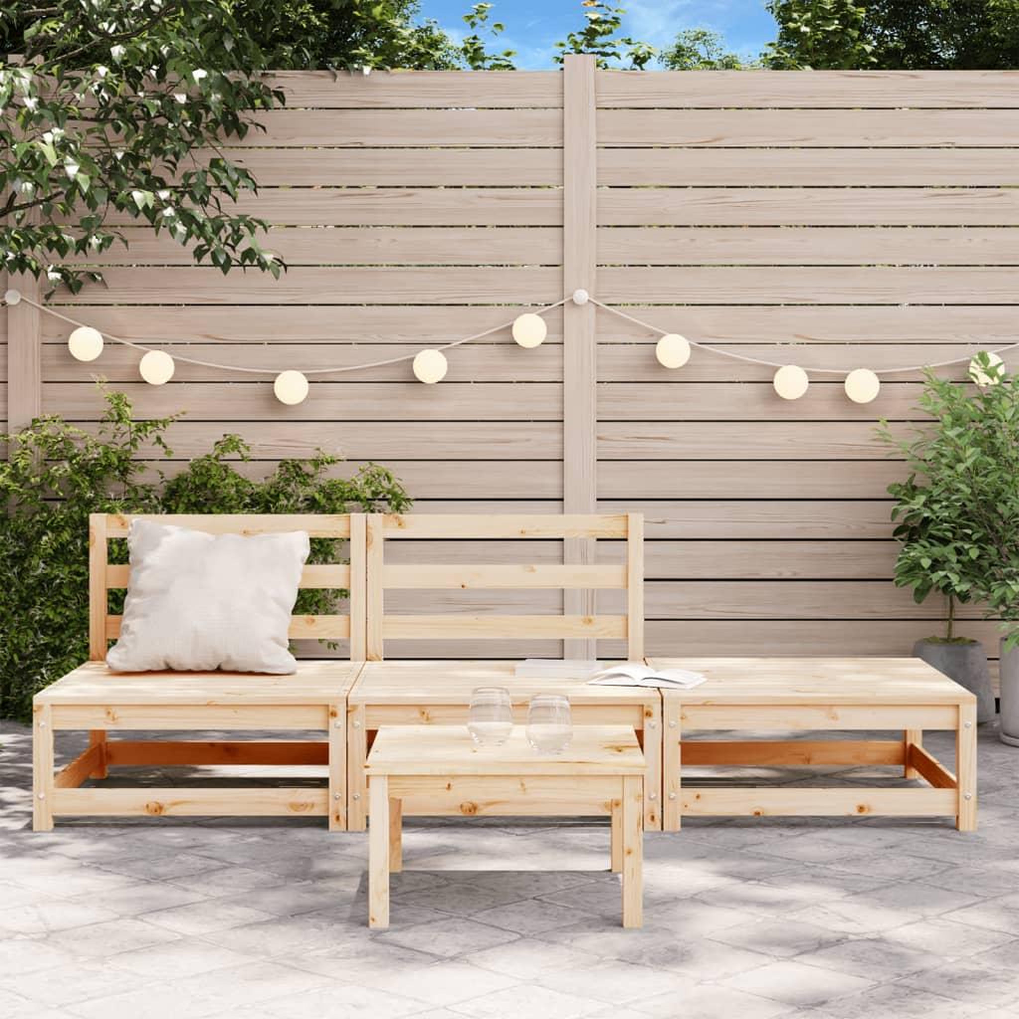 Voir la diapositive 3 : VIDAXL Canape de jardin sans accoudoirs repose-pieds bois pin massif