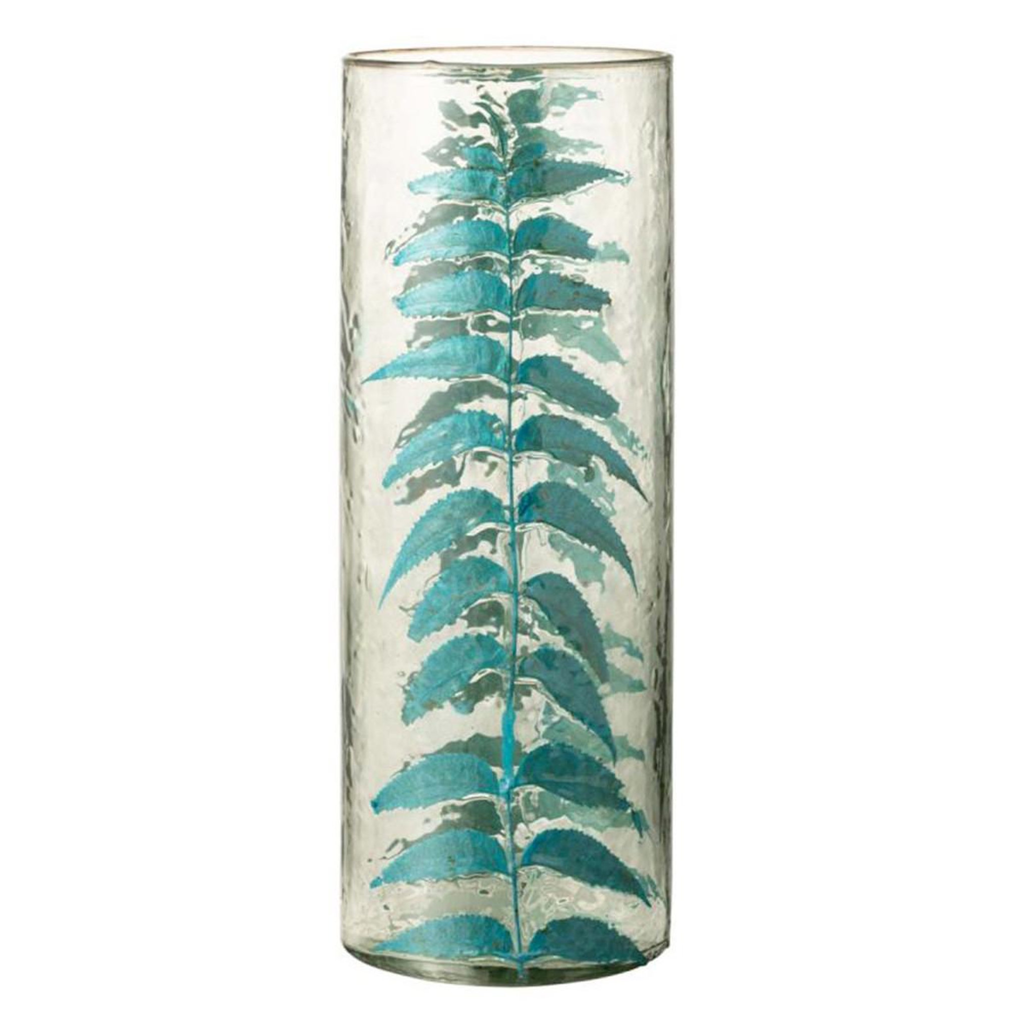 J-LINE Vase Design en Verre  Feuille  42cm Bleu