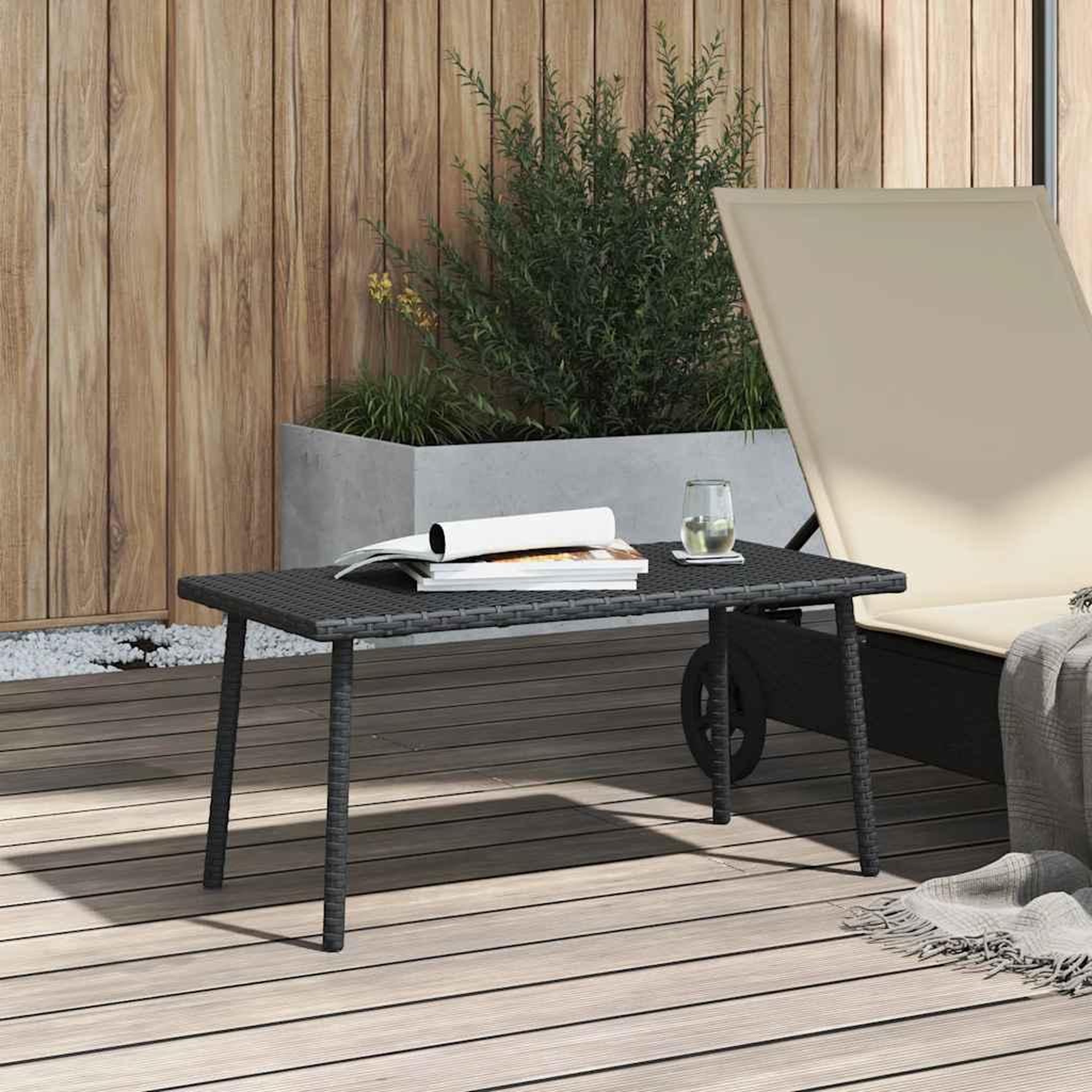 Voir la diapositive 3 : VIDAXL Table basse de jardin rectangulaire noir 80x40x37 cm rotin