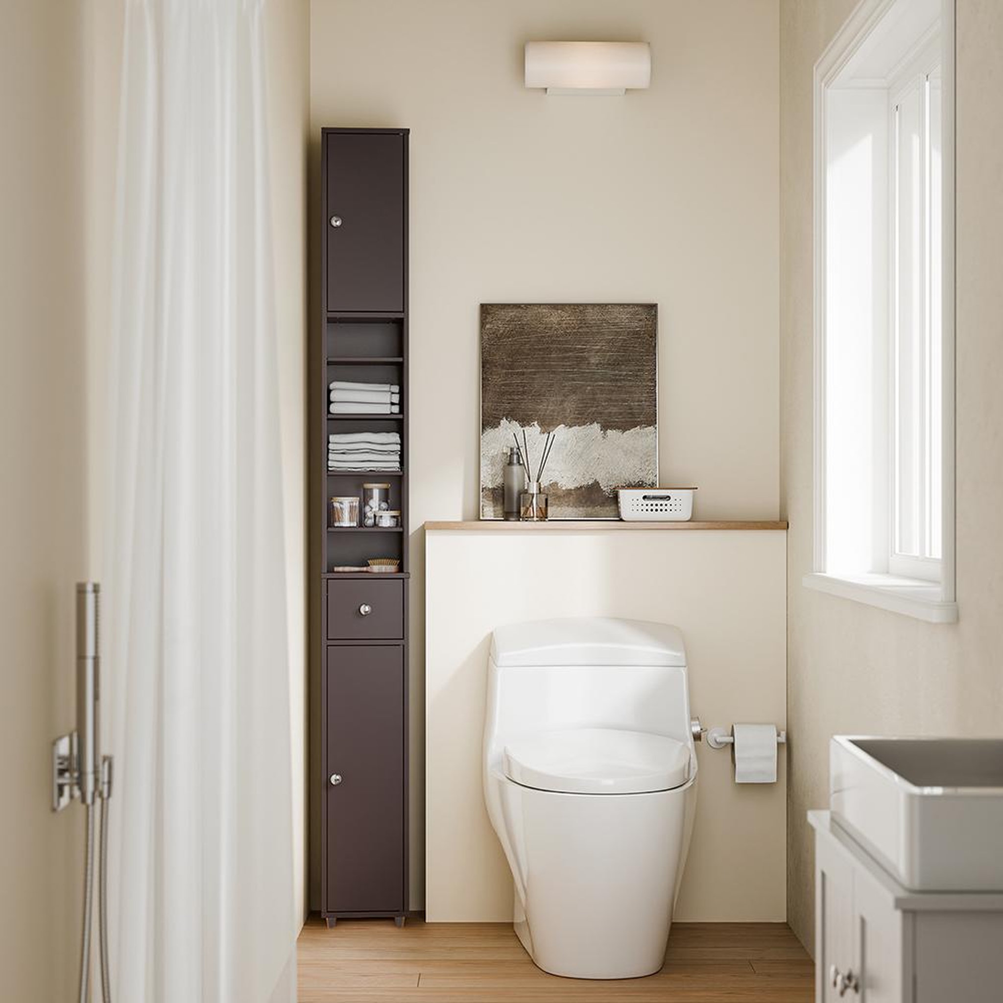 Voir la diapositive 2 : SOBUY SoBuy - Colonne De Salle De Bain à un tiroir - Fonctionnel - BZR34-II