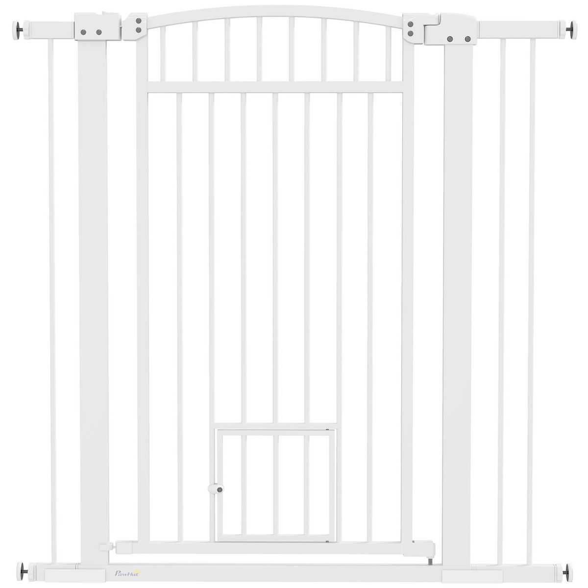 PAWHUT Barrière de sécurite chien extensible L.76-104 cm double verrouillage montage pression ou perçage blanc