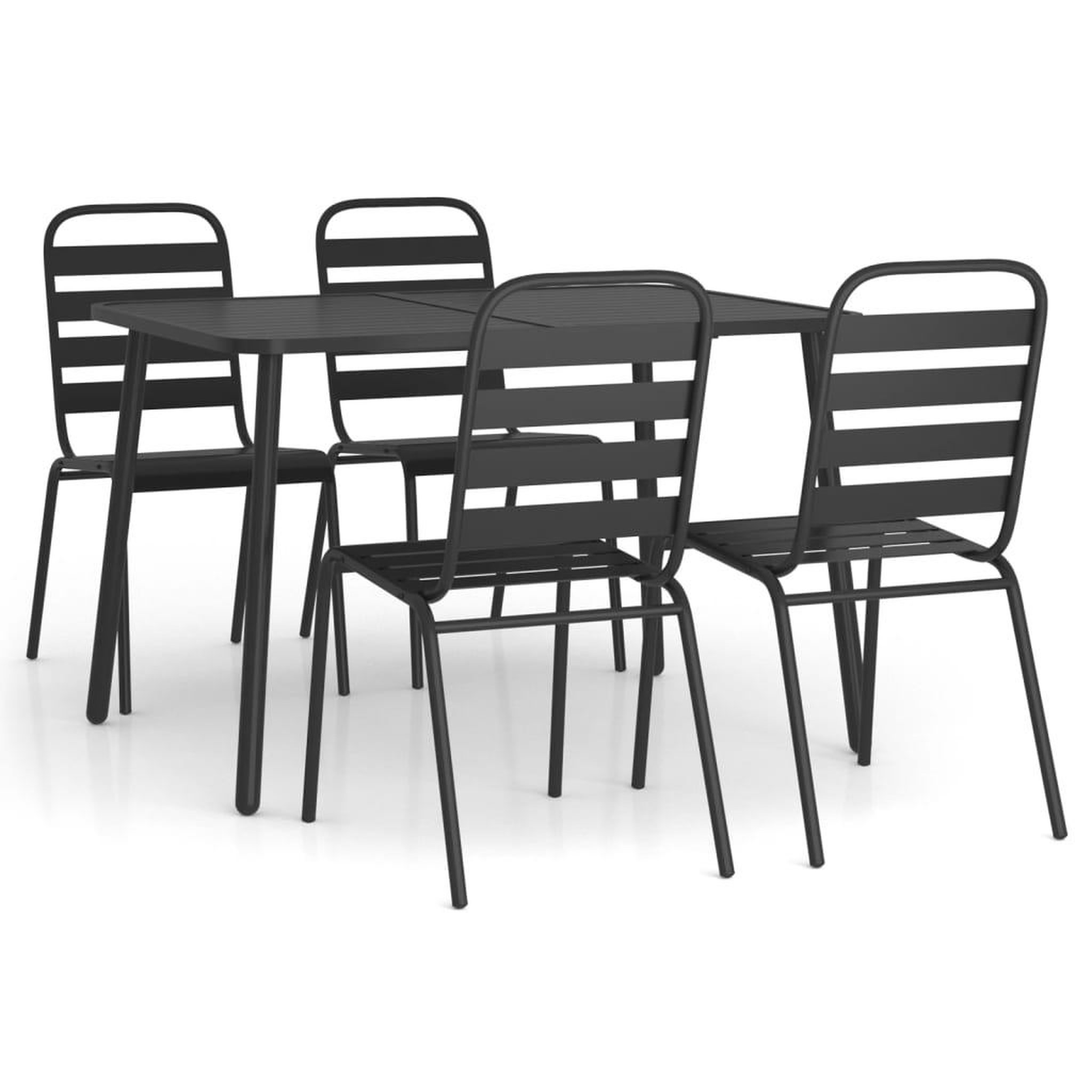 Voir la diapositive 2 : VIDAXL Ensemble a manger de jardin 5 pcs anthracite acier