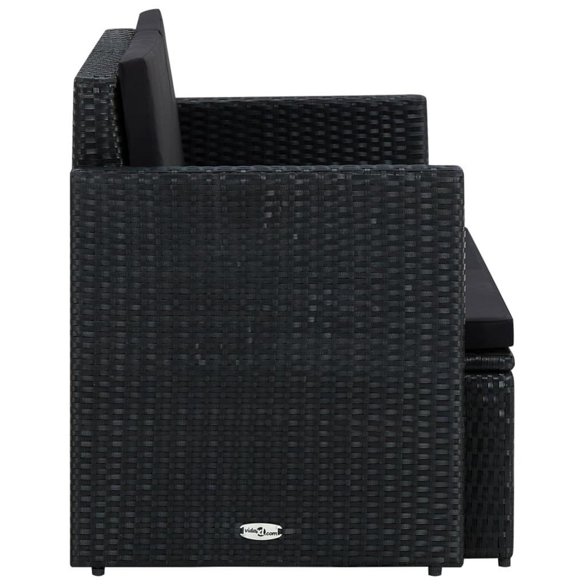 VIDAXL Canape de jardin a 2 places avec coussins Noir Resine tressee