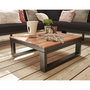 Voir la diapositive 3 : BEST MOBILIER Salome - salon bas de jardin 5 places + table - modulable - bois, métal et coussins noirs