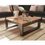 Voir la diapositive 3 : BEST MOBILIER Salome - salon bas de jardin 5 places + table - modulable - bois, métal et coussins noirs