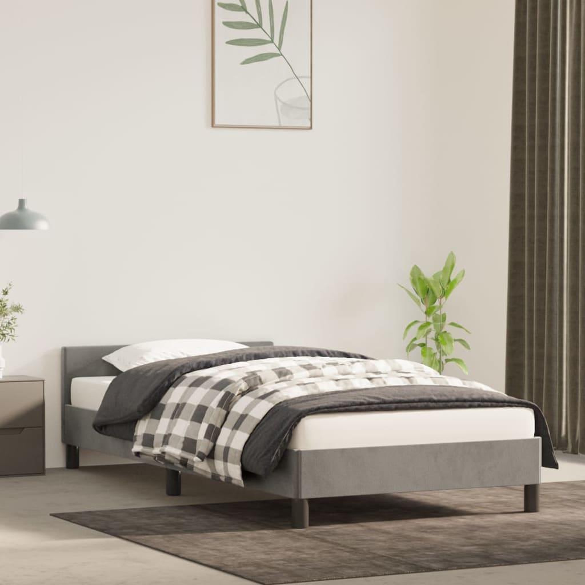 Voir la diapositive 1 : VIDAXL Cadre de lit sans matelas gris clair 90x190 cm velours