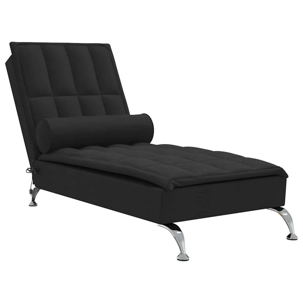 VIDAXL Chaise longue de massage avec traversin noir tissu